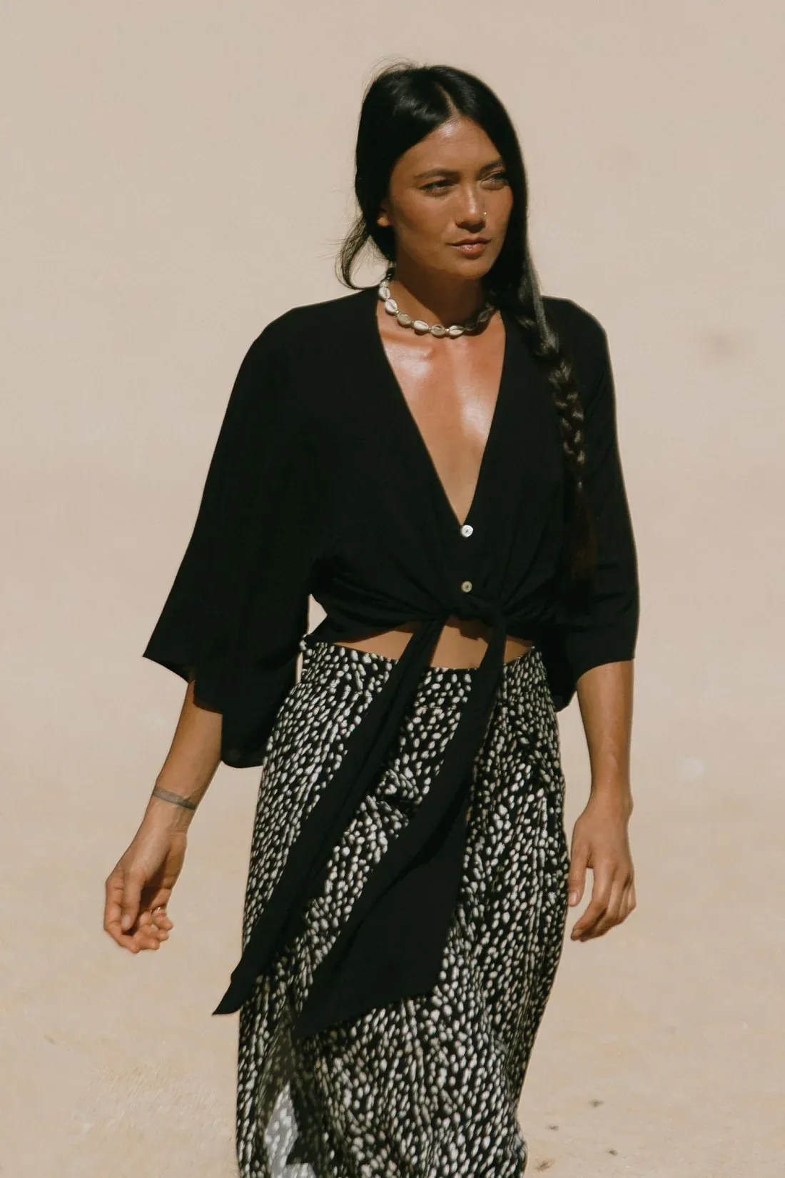 Tribal Kimono Tie Top - Black sold by Boutique with Grace product image thumbnail 3