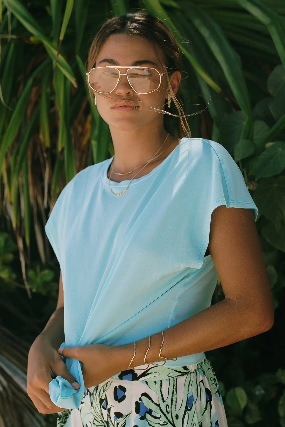 Tribal Cap Sleeve Crew Neck - Blue Elixir sold by Boutique with Grace