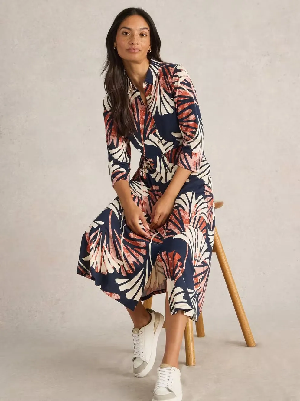 White Stuff Rua Jersey Shirt Dress - Navy Multi sold by Boutique with Grace product image thumbnail 3