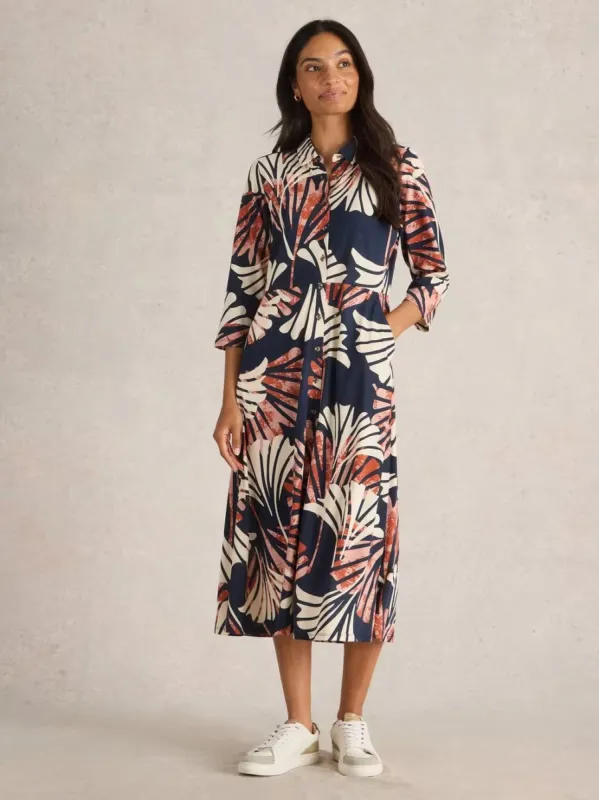 White Stuff Rua Jersey Shirt Dress - Navy Multi sold by Boutique with Grace