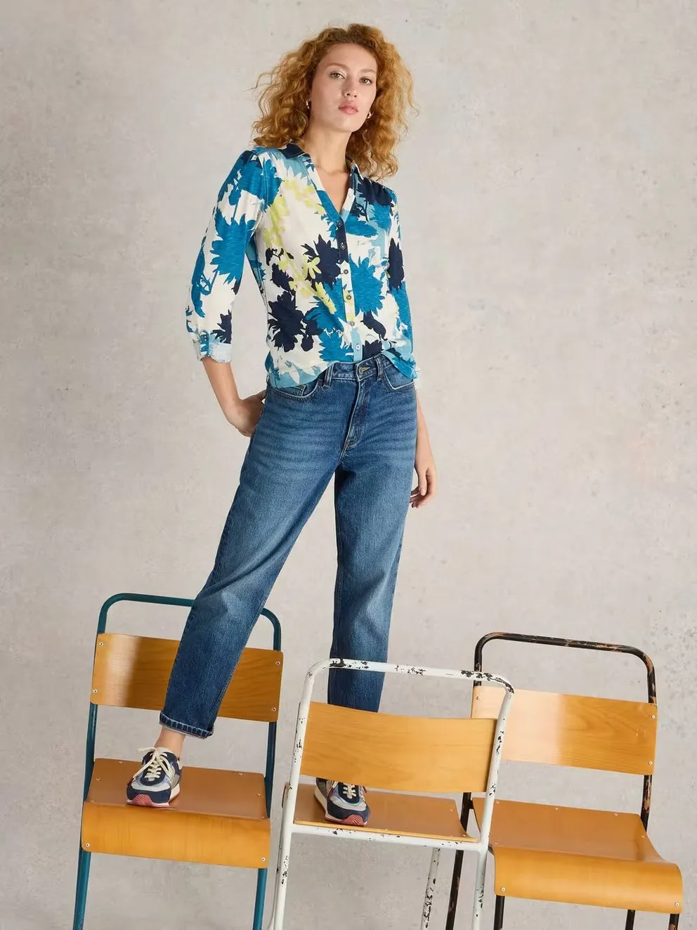 White Stuff Annie Jersey Shirt - White Multi sold by Boutique with Grace