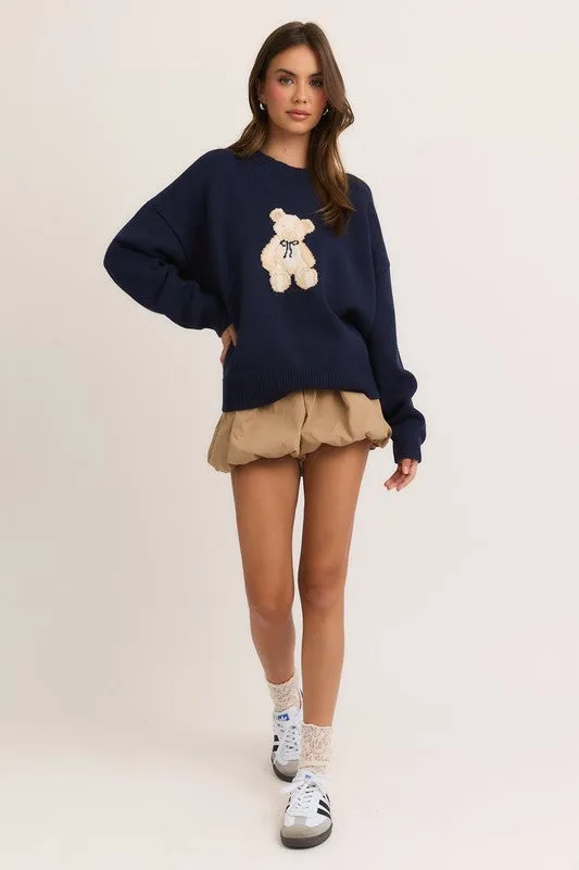 Le Lis Teddy Bear Sweater - Navy sold by Boutique with Grace