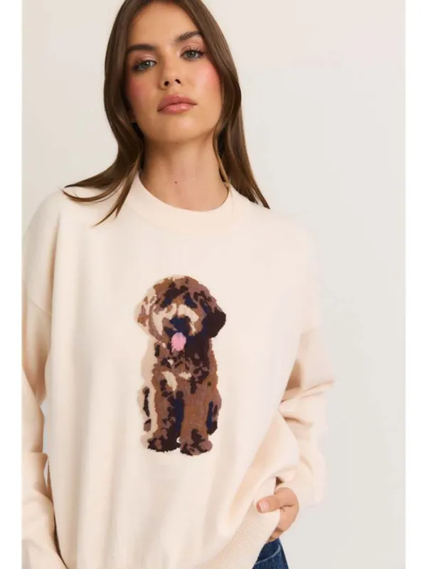 Le Lis Puppy Sweater - Blush sold by Boutique with Grace