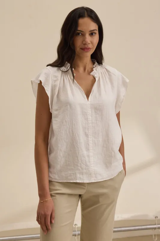 Velvet Semira Woven Linen Top - Chalk sold by Boutique with Grace
