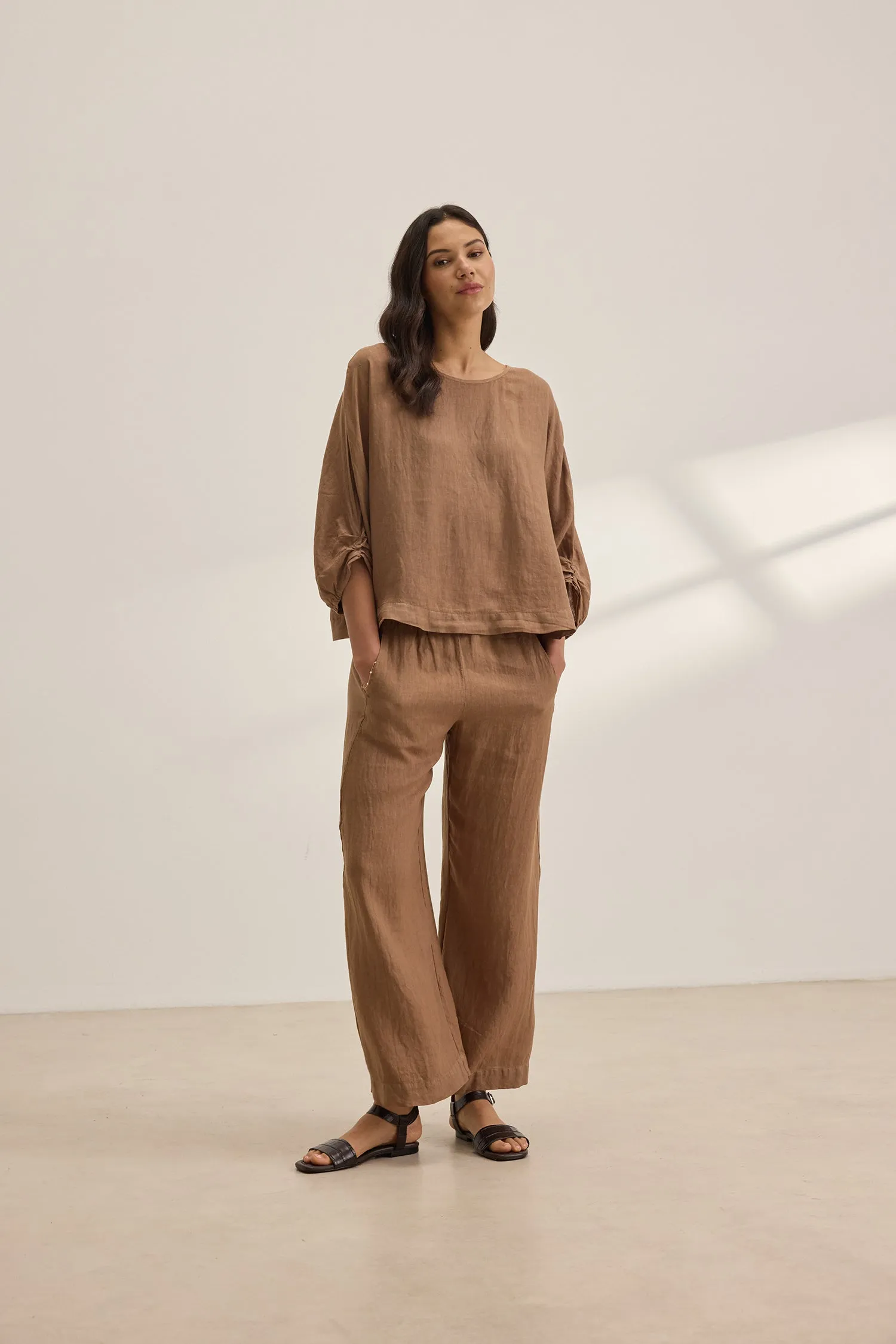 Velvet Lola Woven Linen Pant - Bark sold by Boutique with Grace product image thumbnail 2