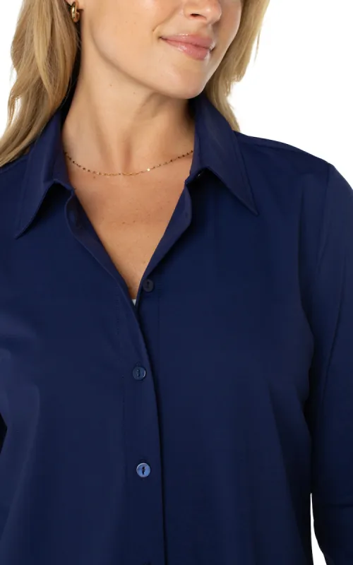 Liverpool Buttondown Blouse - Navy sold by Boutique with Grace