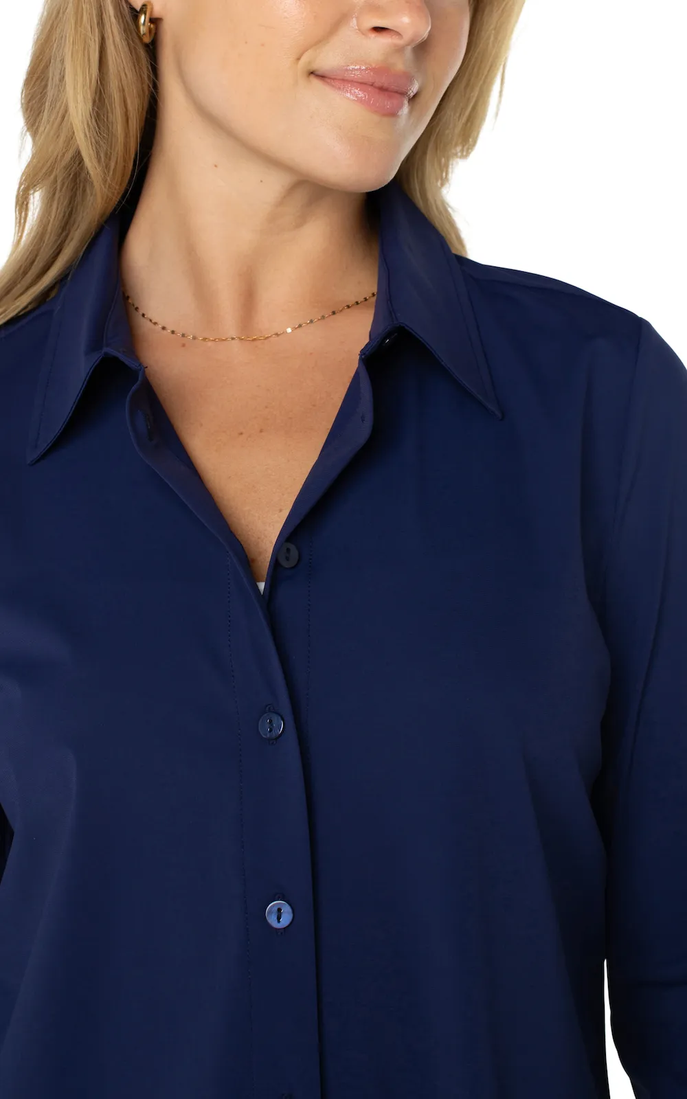 Liverpool Buttondown Blouse - Navy sold by Boutique with Grace