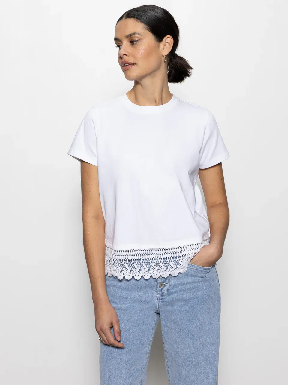 Sanctuary Lace Remix Tee - White sold by Boutique with Grace