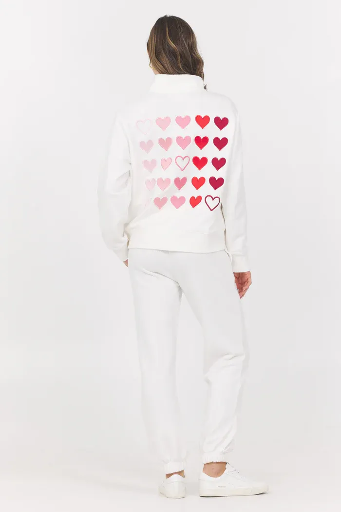 Vintage Havana Embroidered Heart 1/2 Zip - White sold by Boutique with Grace product image thumbnail 2