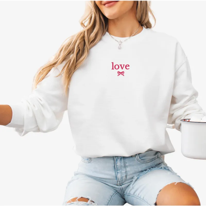 PETITRUE Love Bow Sweatshirt - White sold by Boutique with Grace