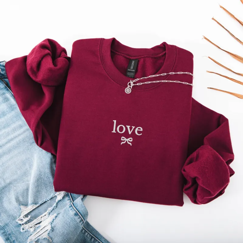 PETITRUE Love Bow Sweatshirt - Maroon sold by Boutique with Grace