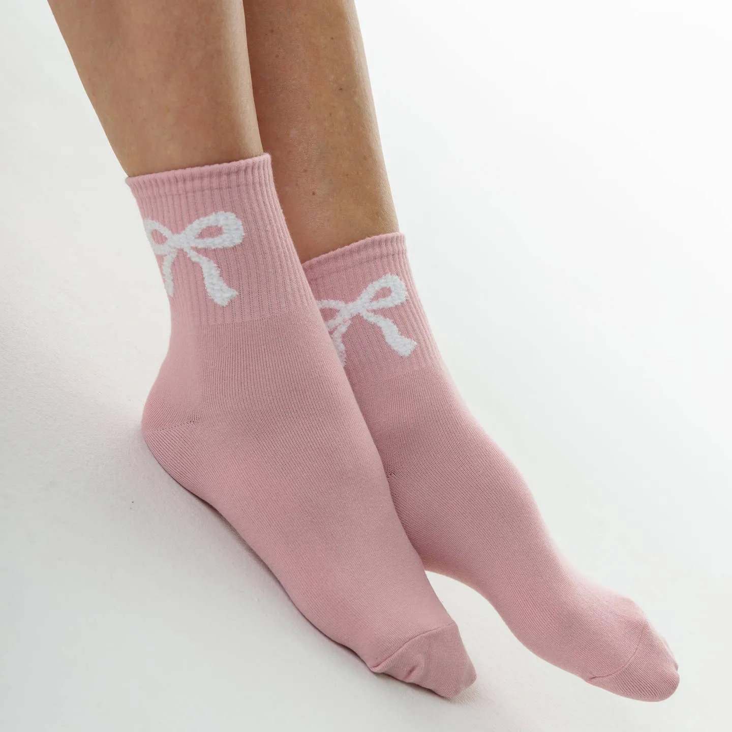 Limlim Soft Rib Bow Socks - Pink sold by Boutique with Grace