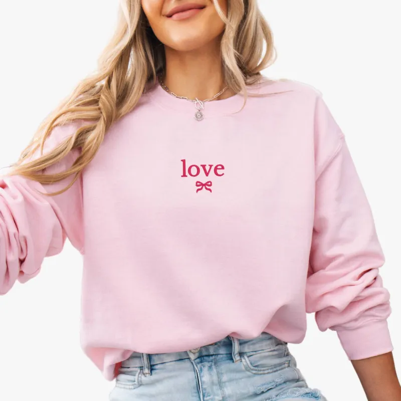PETITRUE Love Bow Sweatshirt - Light Pink sold by Boutique with Grace