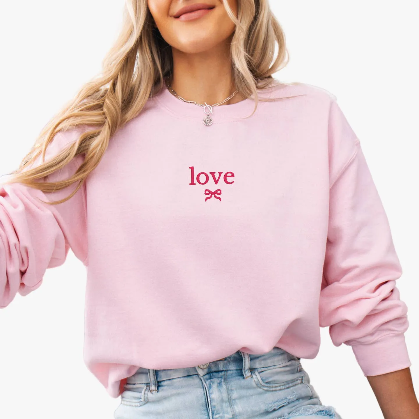 PETITRUE Love Bow Sweatshirt - Light Pink sold by Boutique with Grace
