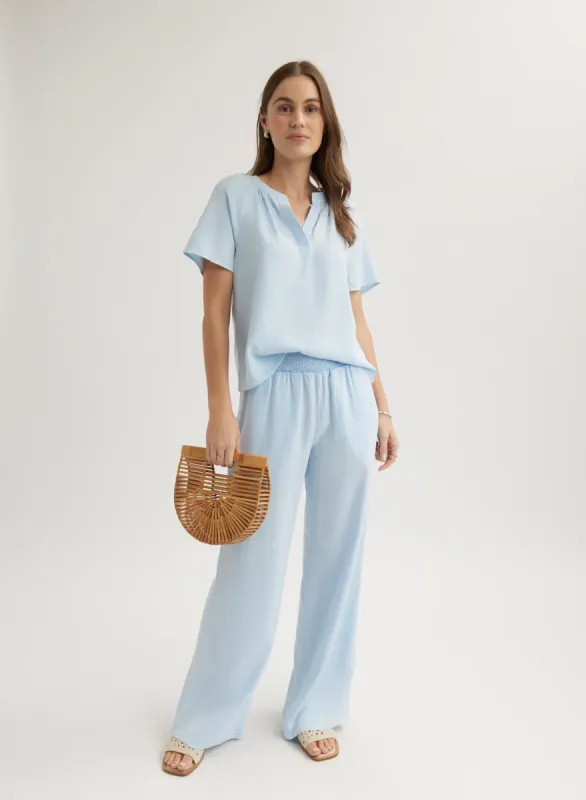 Bella Dahl Flowy SS Blouse - Clear Water sold by Boutique with Grace