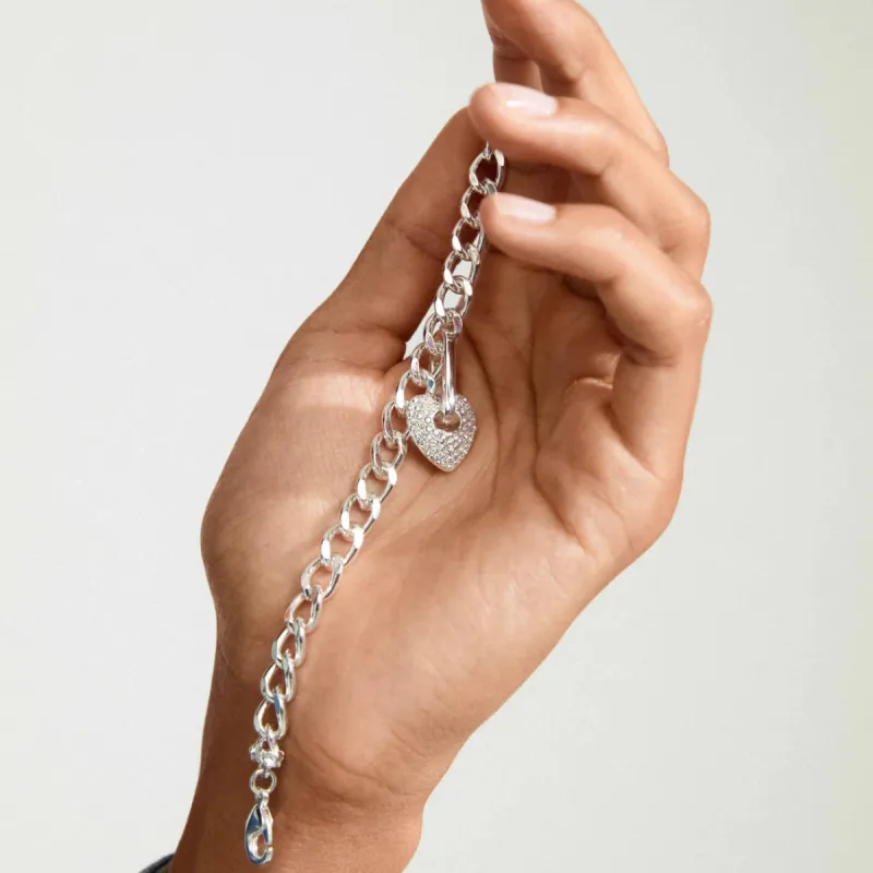 Pilgrim Crystal Heart Charm - Silver sold by Boutique with Grace