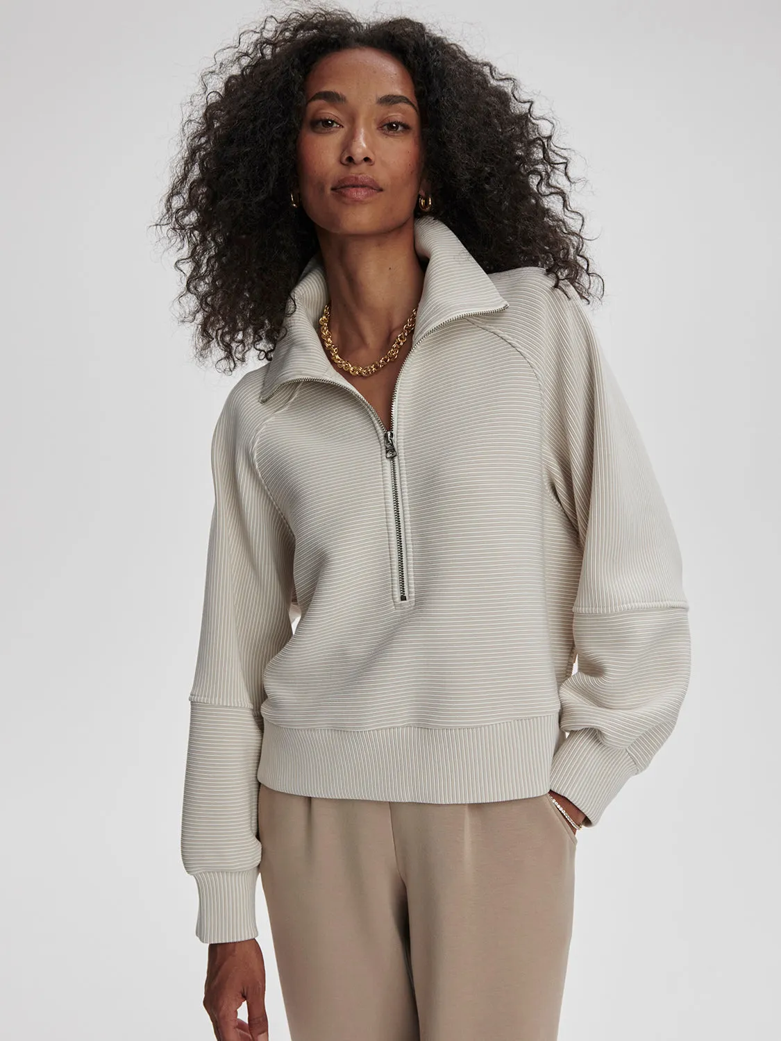 Varley Milano Half Zip Sweater - Grey/White sold by Boutique with Grace product image thumbnail 2