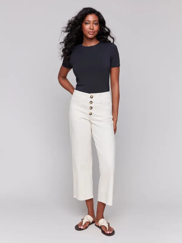 Charlie B Button Fly Straight Crop - Natural sold by Boutique with Grace