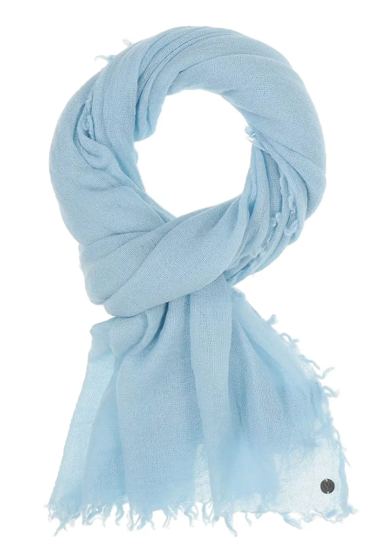 V. Fraas Lightweight Wool Solid Fringe Wrap - Zen Blue sold by Boutique with Grace