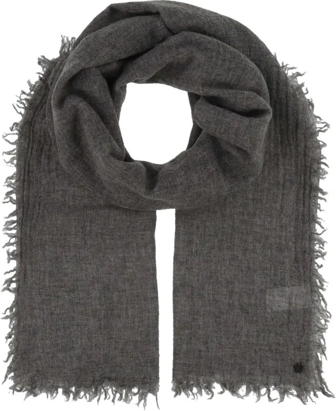 V. Fraas Lightweight Wool Solid Fringe Wrap - Grey sold by Boutique with Grace