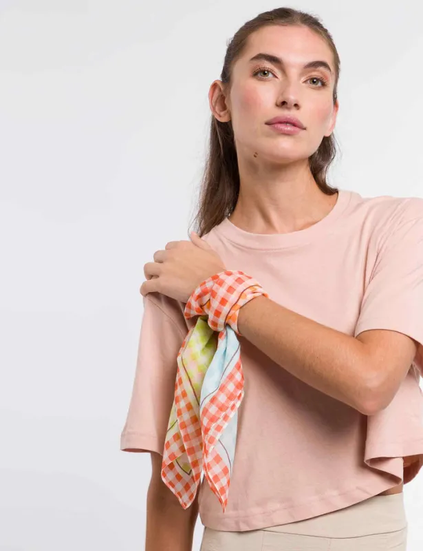 V. Fraas Gingham Grid Queenie Cotton Silk Wrap sold by Boutique with Grace