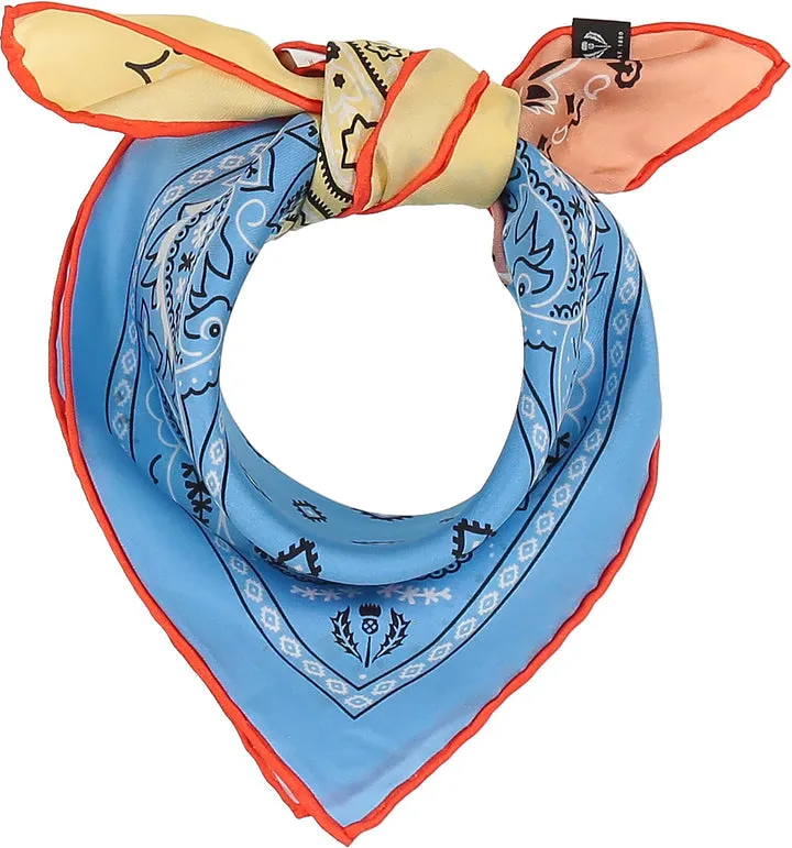 V. Fraas Patchwork Bandana Silk Neckie - Azure sold by Boutique with Grace