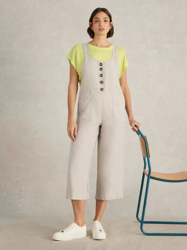White Stuff Viola Linen Dungaree - Light Natural sold by Boutique with Grace