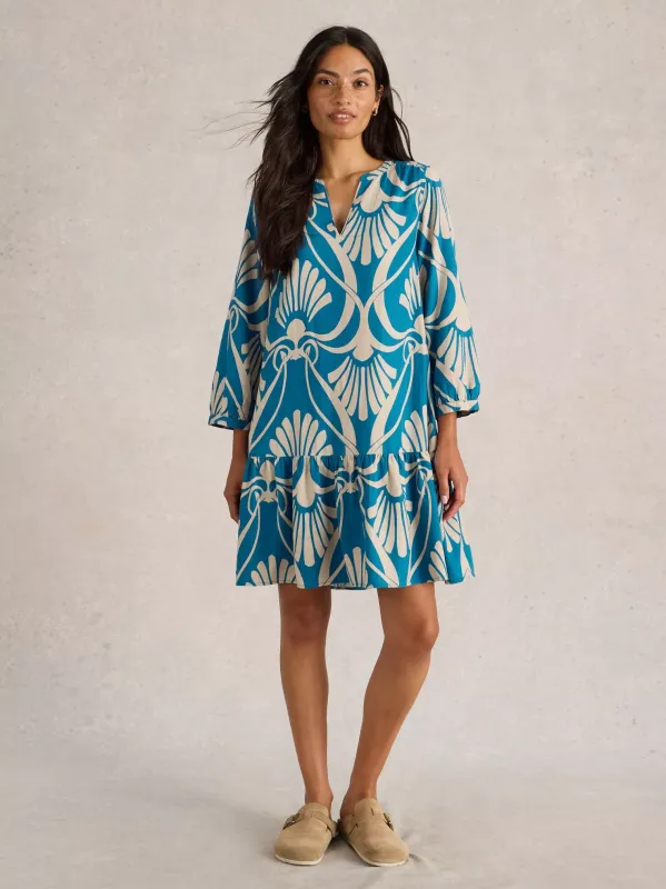 White Stuff Otto Linen Blend Dress - Blue Print sold by Boutique with Grace