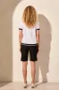 Tribal Striped Polo Top - White sold by Boutique with Grace