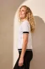 Tribal Striped Polo Top - White sold by Boutique with Grace