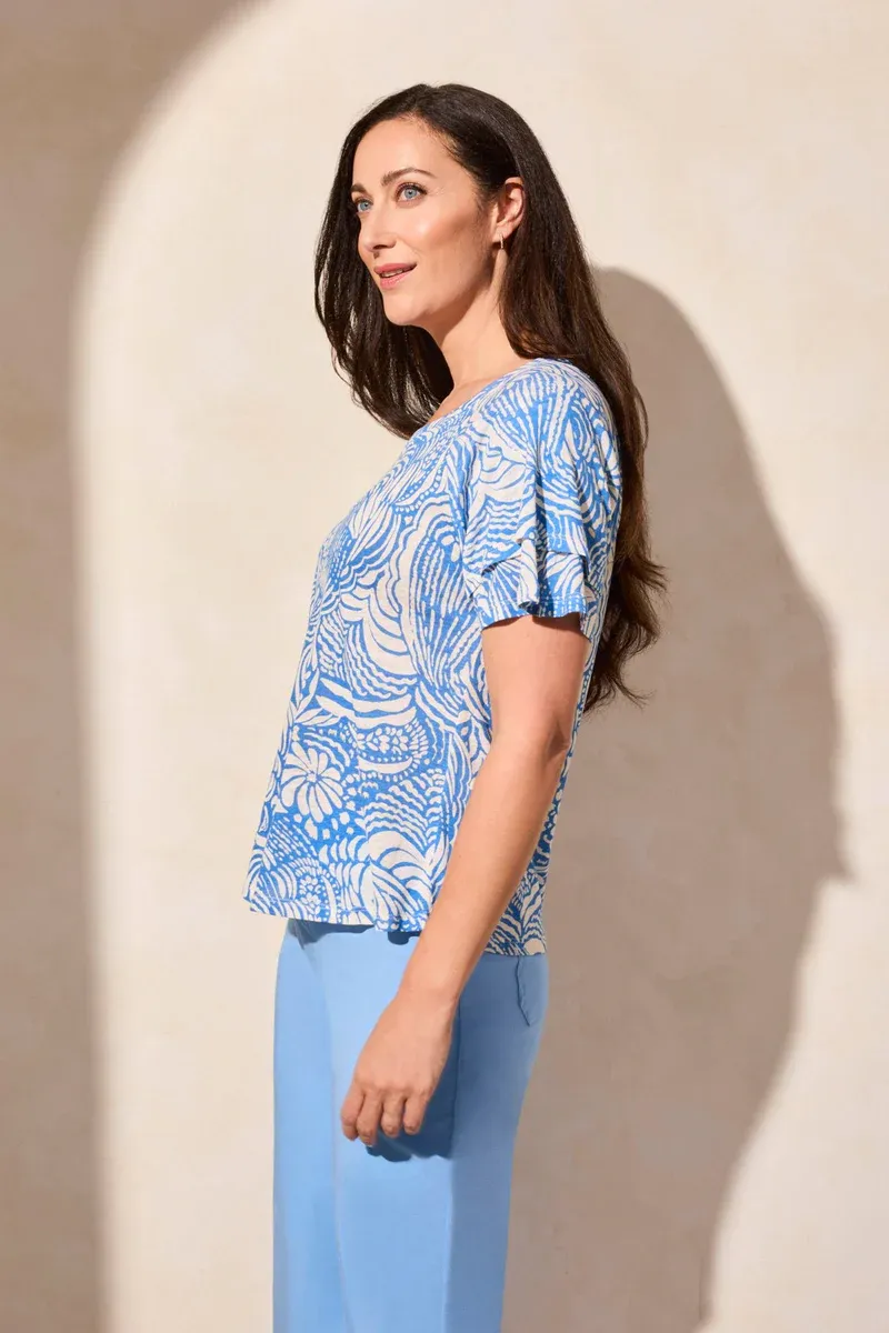 Tribal Ruffle Sleeve Top - Riviera sold by Boutique with Grace product image thumbnail 3