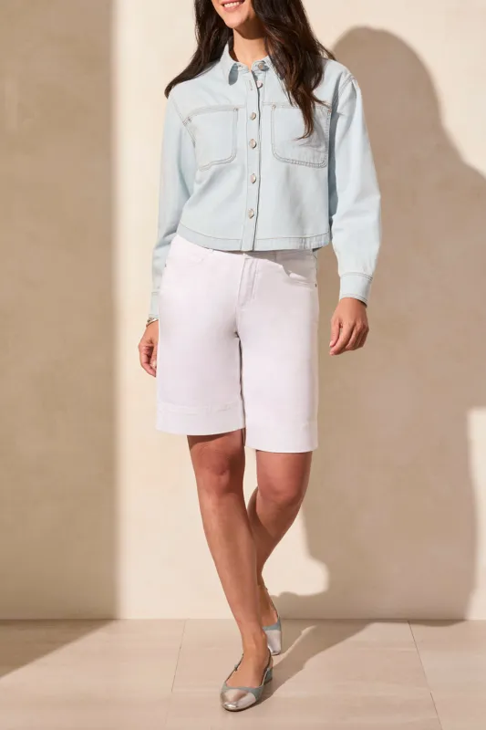 Tribal Light Denim Overshirt - Blue/White sold by Boutique with Grace