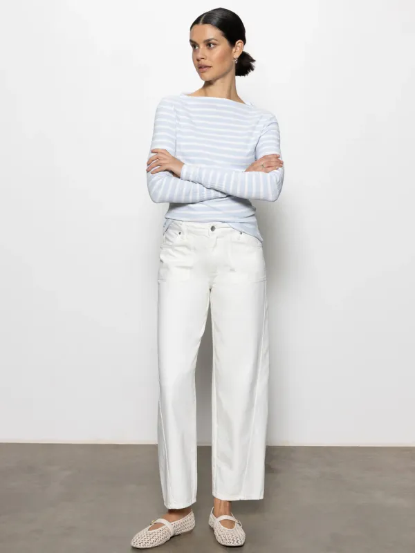 Sanctuary Boatneck Long Sleeve - Sky Blue Stripe sold by Boutique with Grace