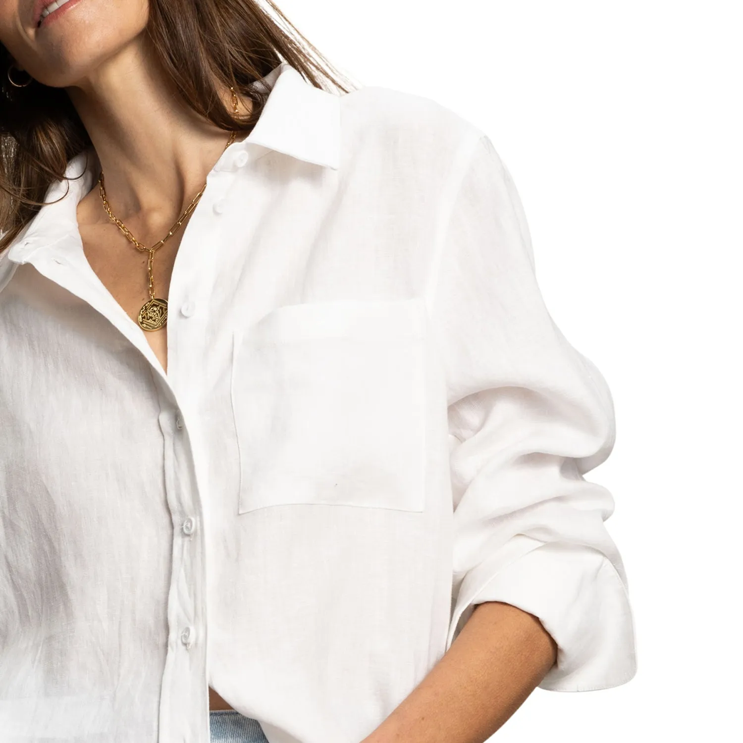 Sanctuary Relaxed Linen Shirt - White sold by Boutique with Grace product image thumbnail 4