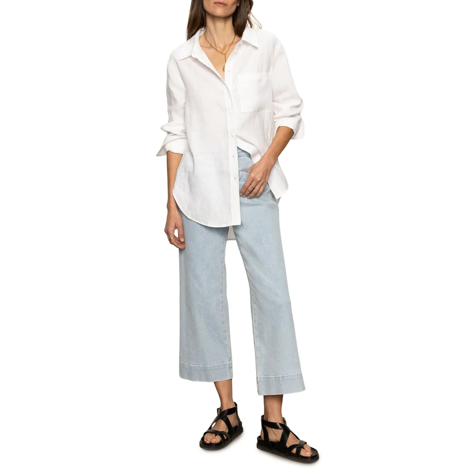 Sanctuary Relaxed Linen Shirt - White sold by Boutique with Grace