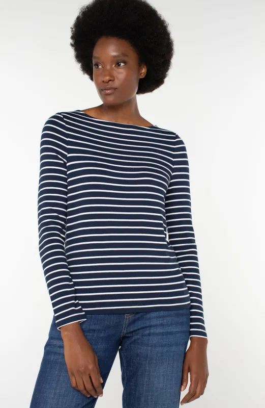Liverpool Striped Boatneck - Navy sold by Boutique with Grace