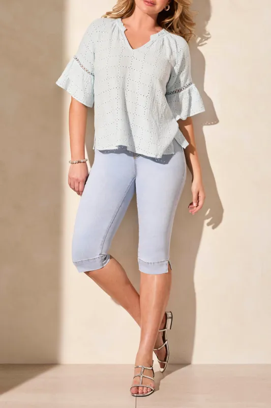 Tribal Ava Raglan Sleeve Blouse - Water sold by Boutique with Grace
