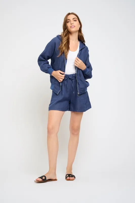 Pistache Linen Shorts - Navy sold by Boutique with Grace