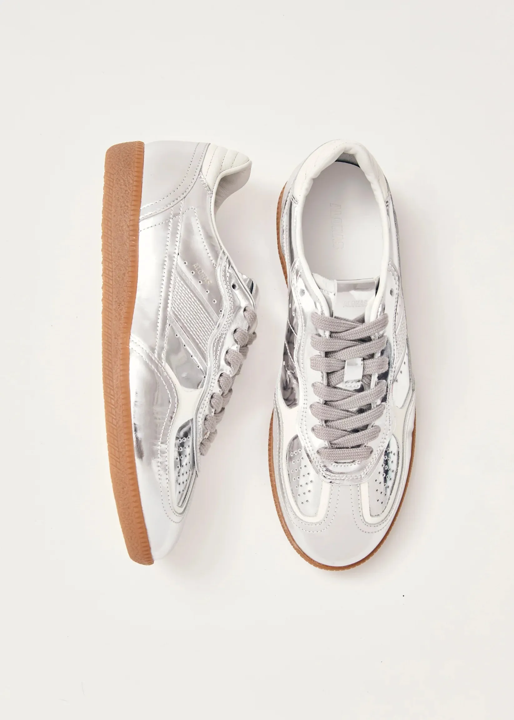 Alohas Rife Shimmer Silver/Cream Leather Sneakers sold by Boutique with Grace