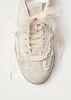 Alohas Crochet Cream Leather Sneakers sold by Boutique with Grace