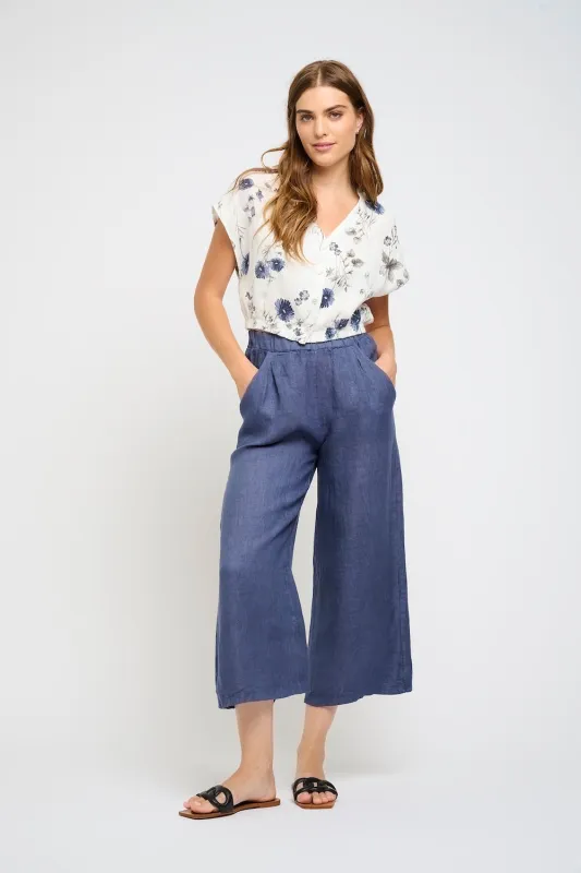 Pistache Cropped Linen Button Down - Floral Print sold by Boutique with Grace
