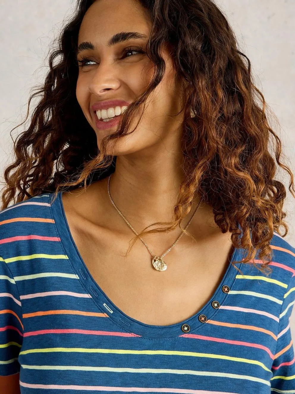 White Stuff Nadia SS Tee - Navy Multi Stripe sold by Boutique with Grace product image thumbnail 2