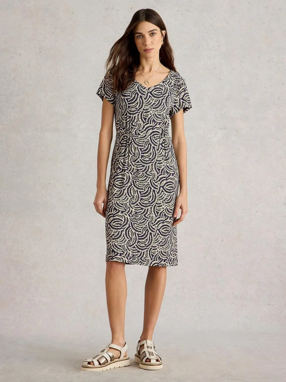 White Stuff Tallie Jersey Dress - Navy Print sold by Boutique with Grace