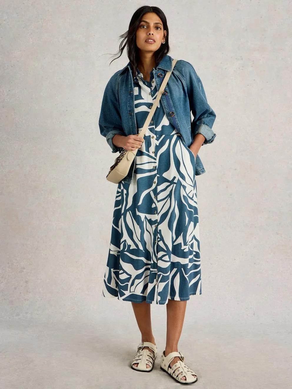 White Stuff Rua Jersey Shirt Dress - Navy Print sold by Boutique with Grace product image thumbnail 2