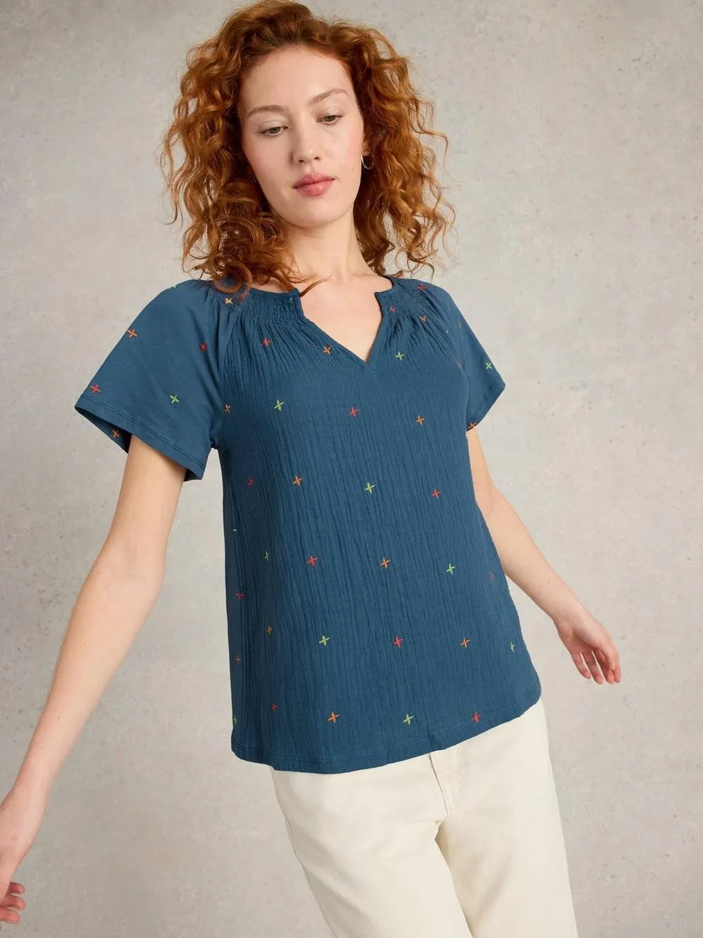 White Stuff Luella Embroidered Top - Navy Multi sold by Boutique with Grace product image thumbnail 3