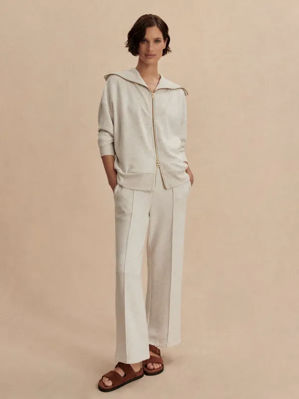 Varley Halley Zip Through Sweater - Ivory Marl sold by Boutique with Grace