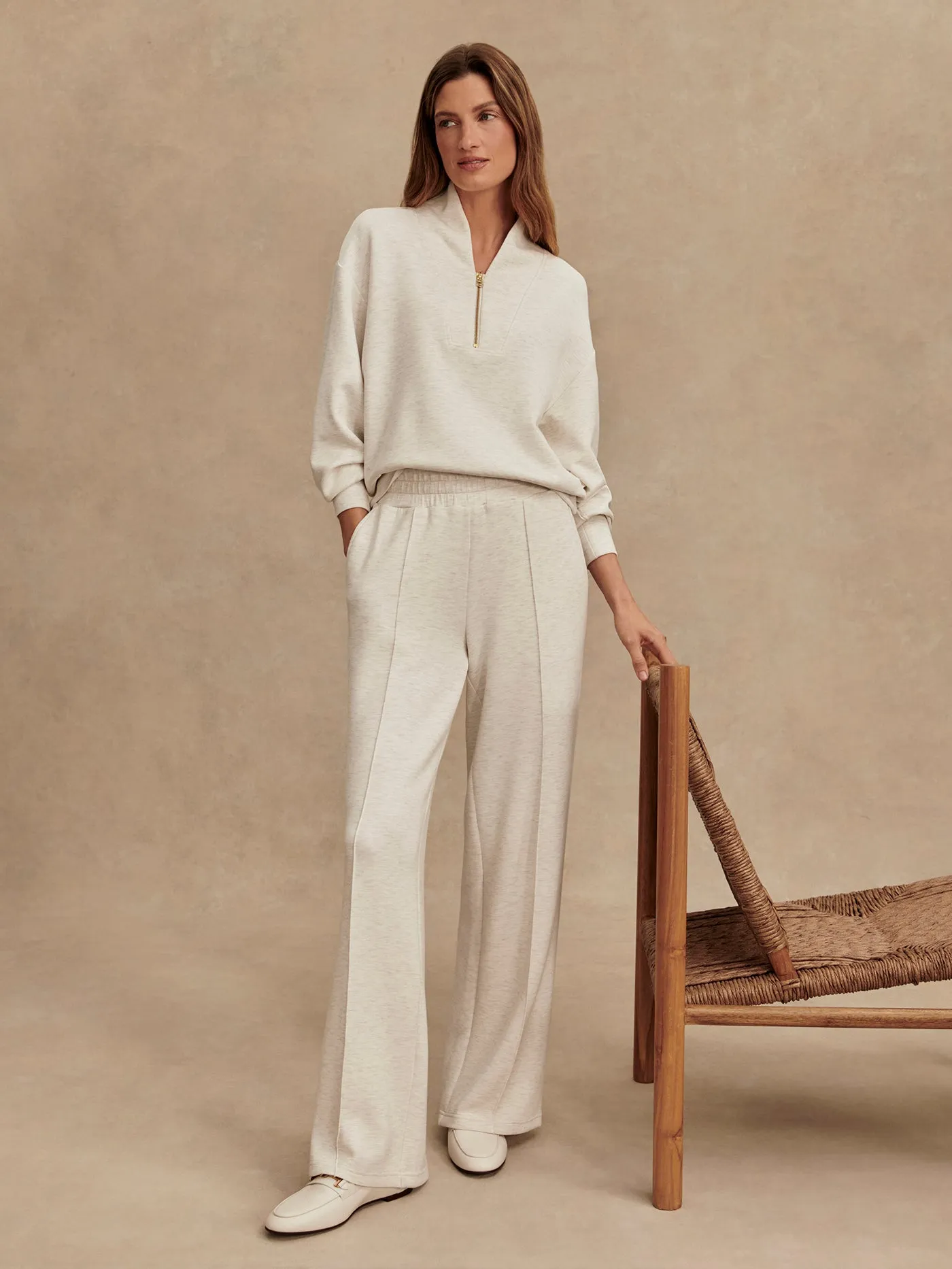 Varley Wide Leg Pant - Ivory Marl sold by Boutique with Grace