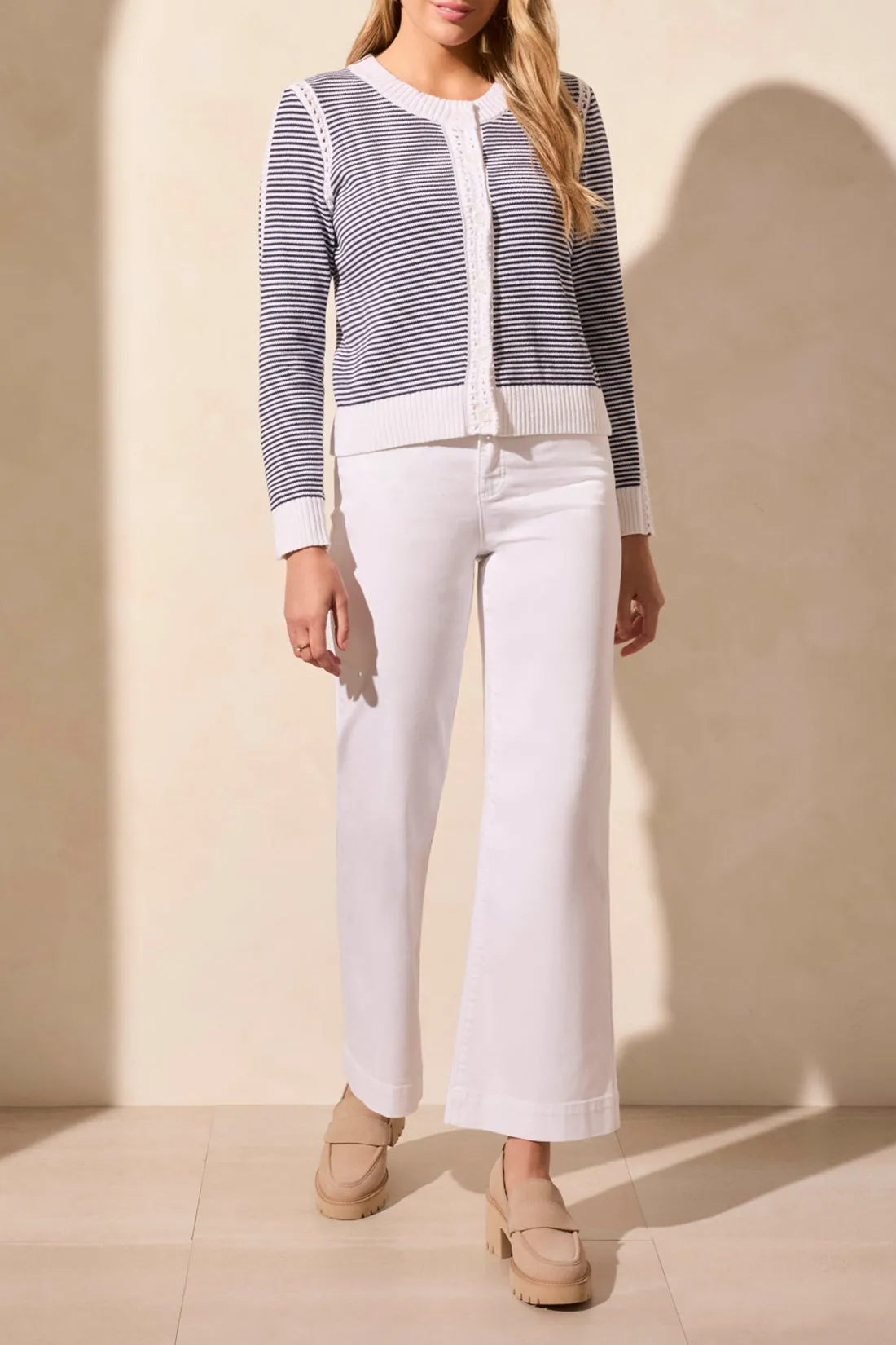 Tribal Crochet Detail Cardi - Jet Blue sold by Boutique with Grace