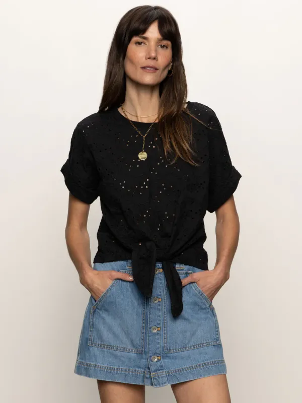 Sanctuary All Day Eyelet Tee - Black sold by Boutique with Grace