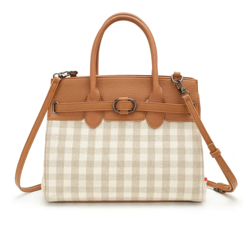 co-lab Maude Satchel - Plaid Canvas sold by Boutique with Grace